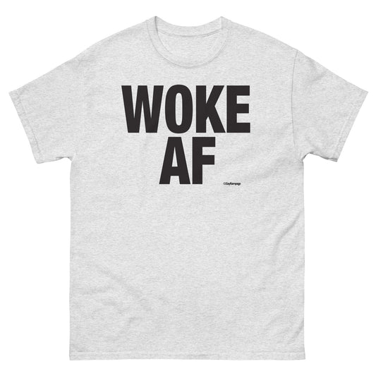 002 Woke AF w/ Woke Definition on back (black on light) Men's classic tee