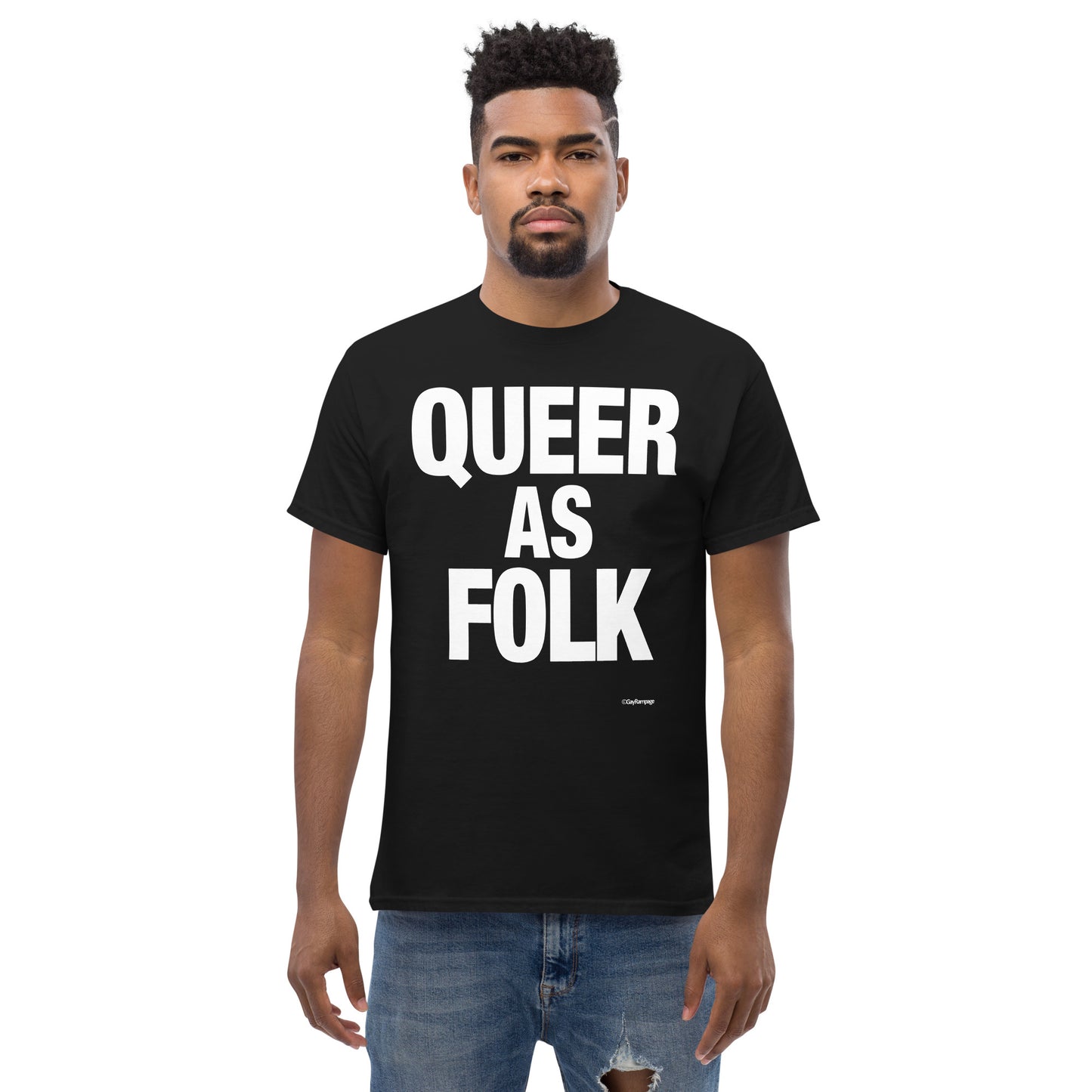 008 Queer as Folk (white on dark) Men's classic tee