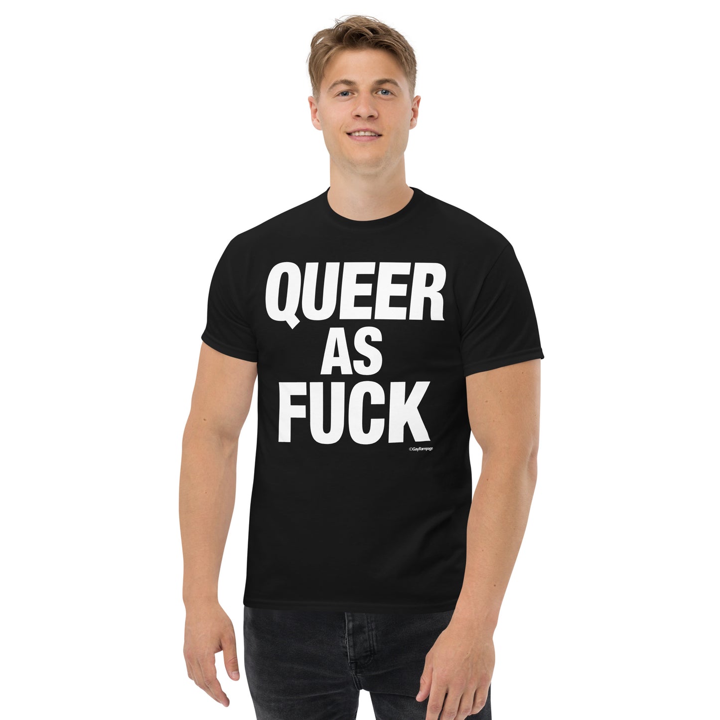 010 Queer as Fuck (white on dark) Men's classic tee