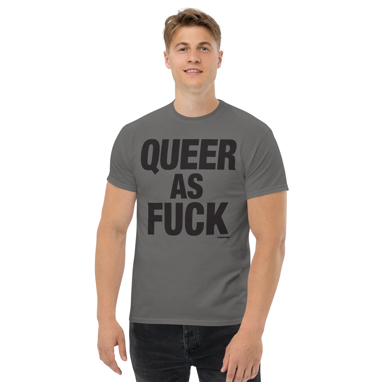 009 Queer as Fuck (black on light) Men's classic tee