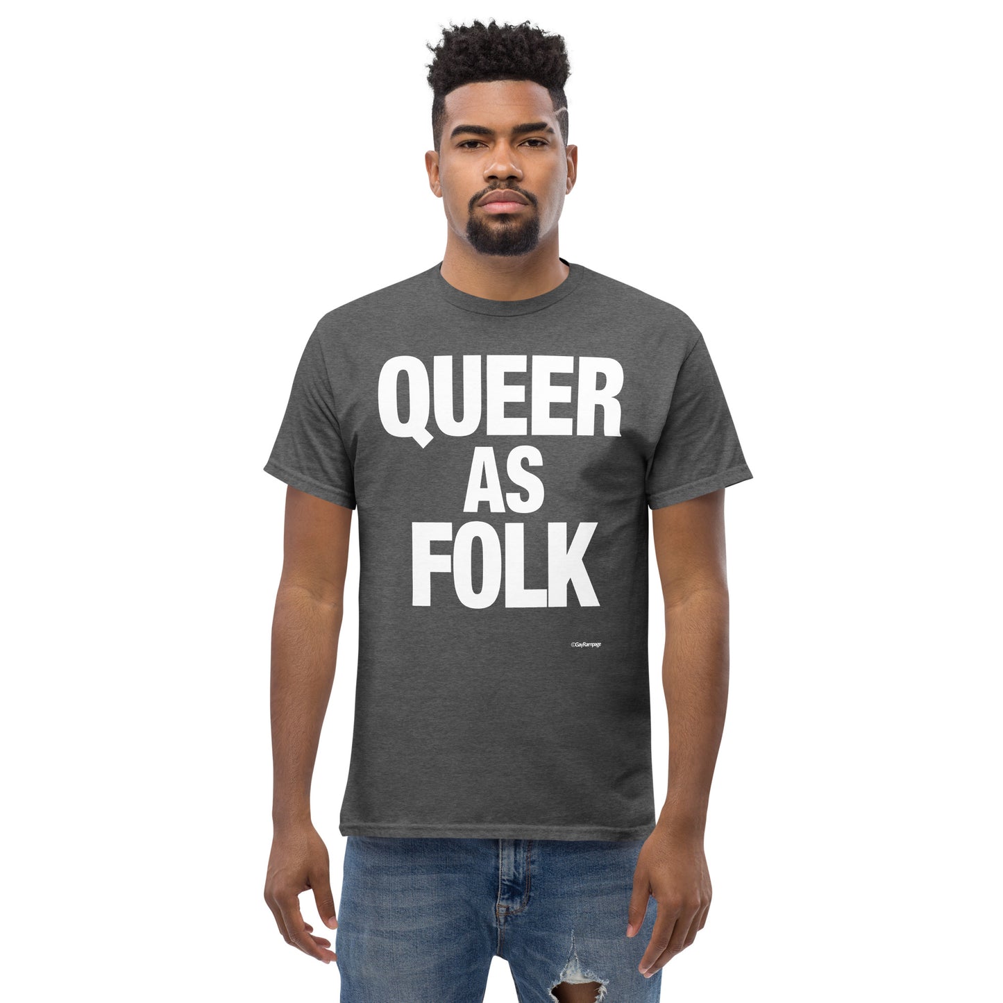 008 Queer as Folk (white on dark) Men's classic tee