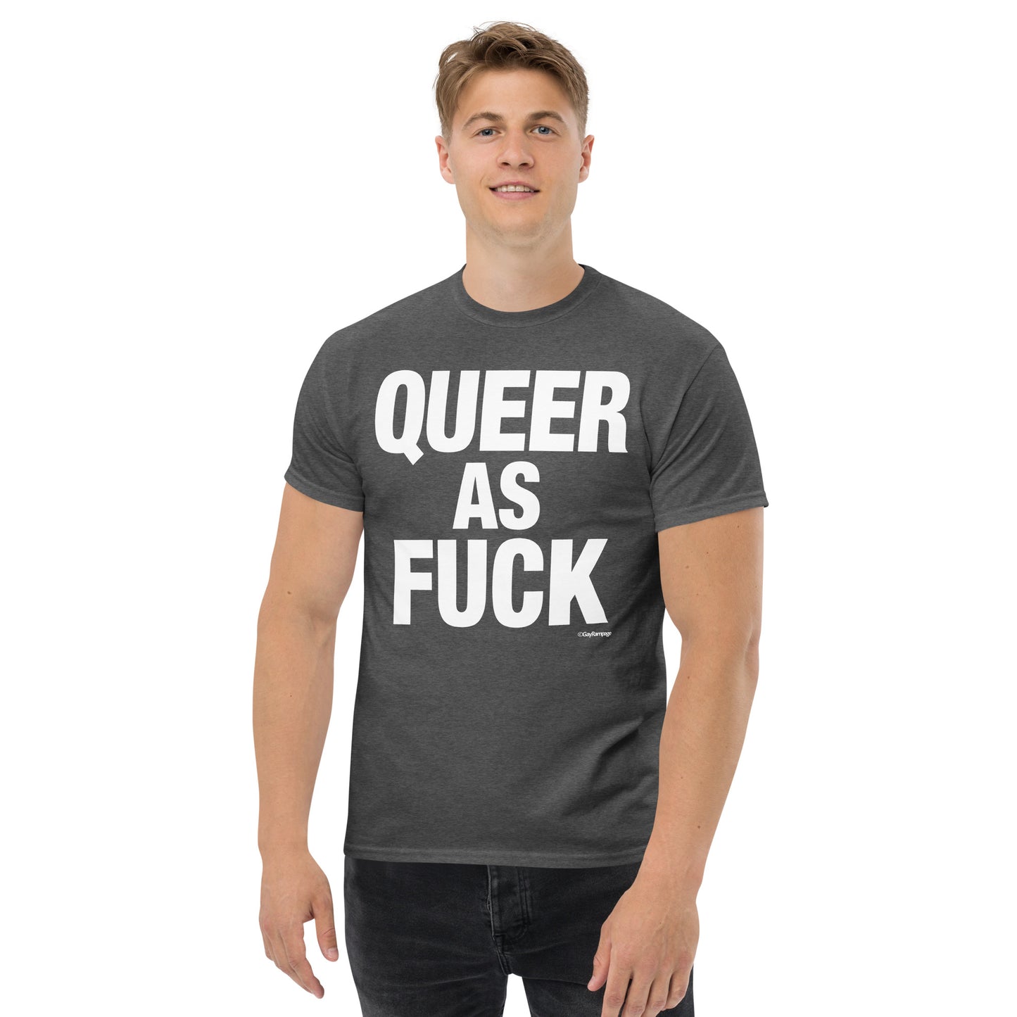 010 Queer as Fuck (white on dark) Men's classic tee