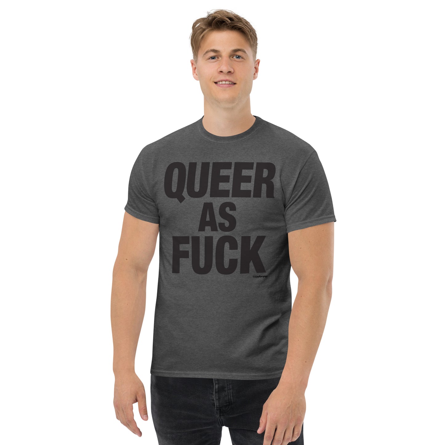 009 Queer as Fuck (black on light) Men's classic tee