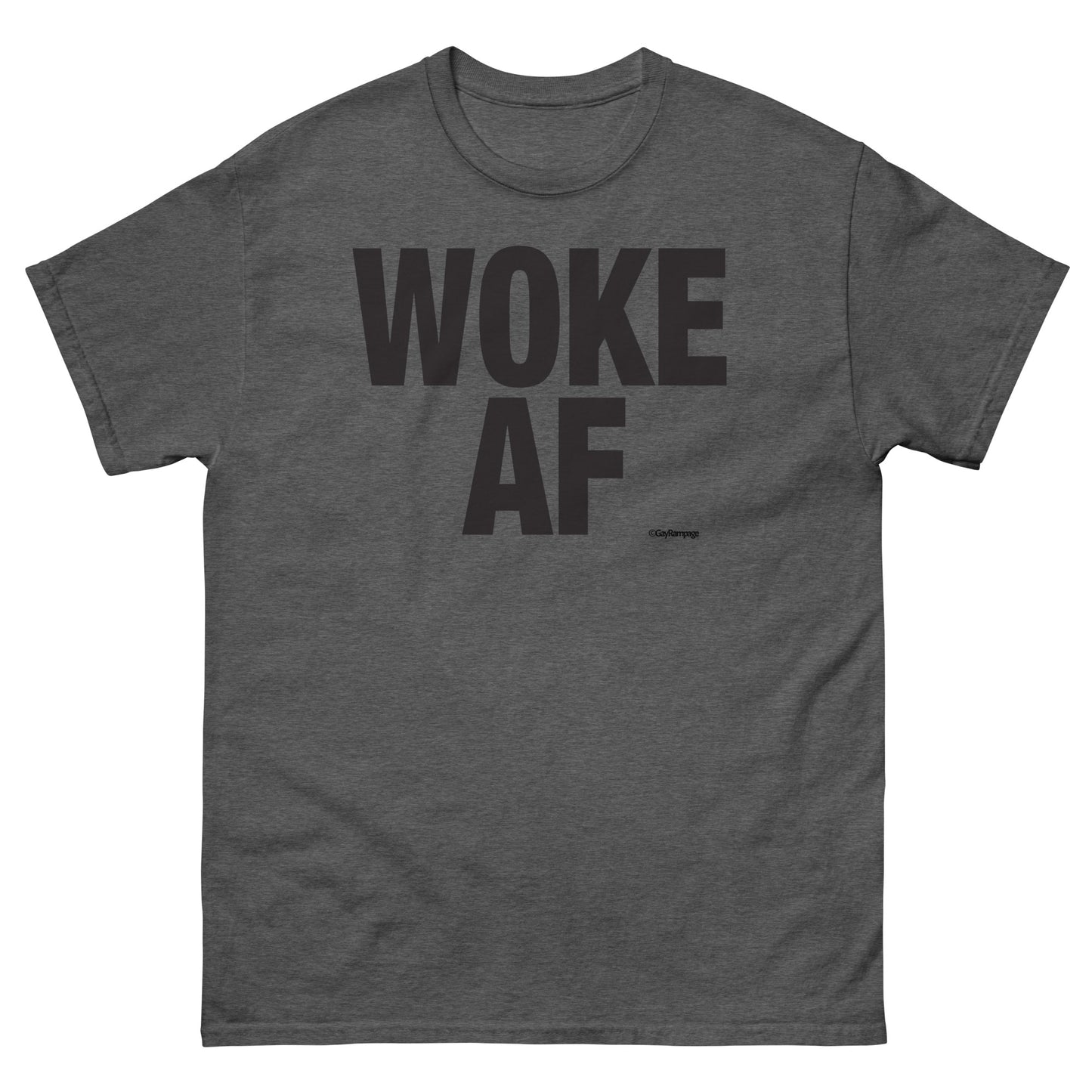 002 Woke AF w/ Woke Definition on back (black on light) Men's classic tee