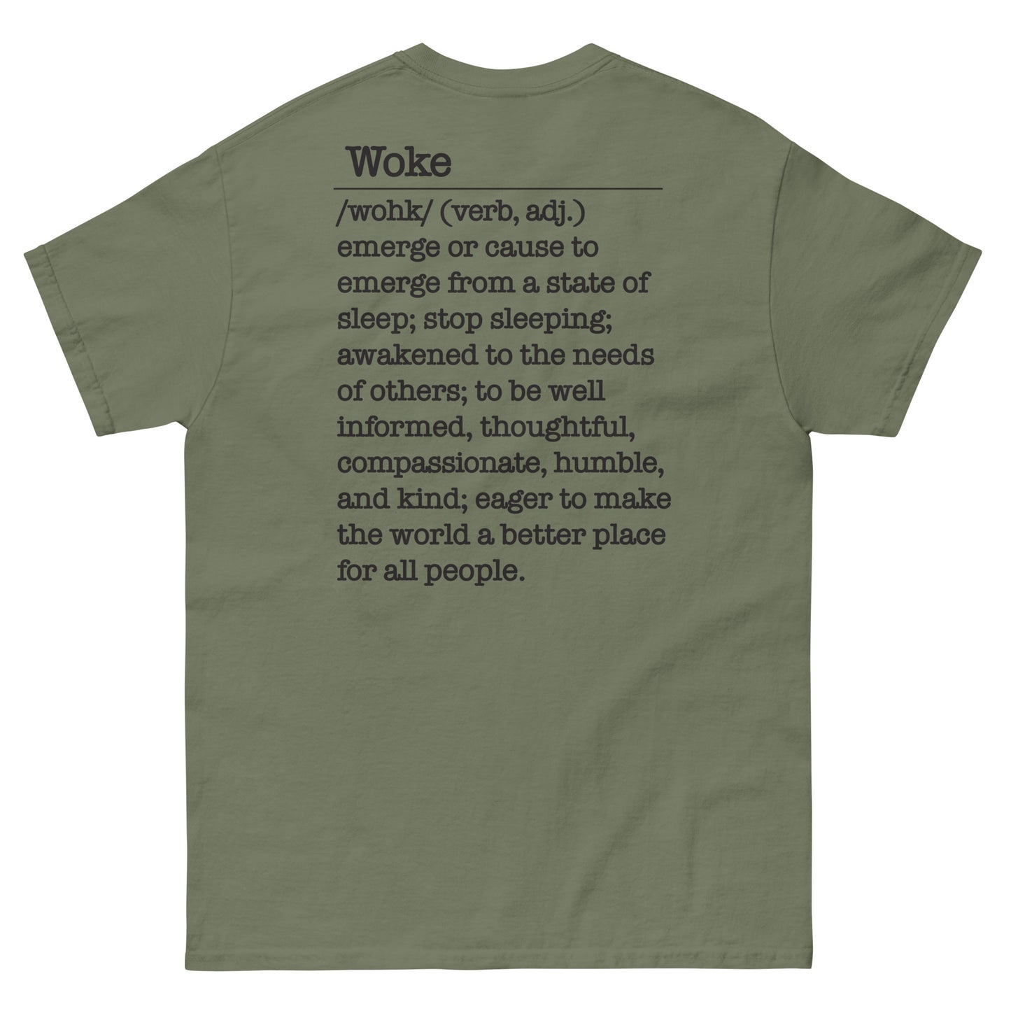 004 Woke as Fuck w/Woke Definition on back (black on light) Men's classic tee