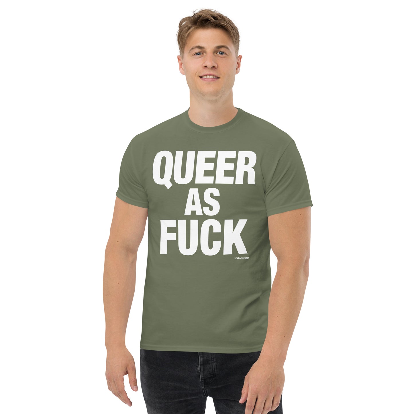 010 Queer as Fuck (white on dark) Men's classic tee