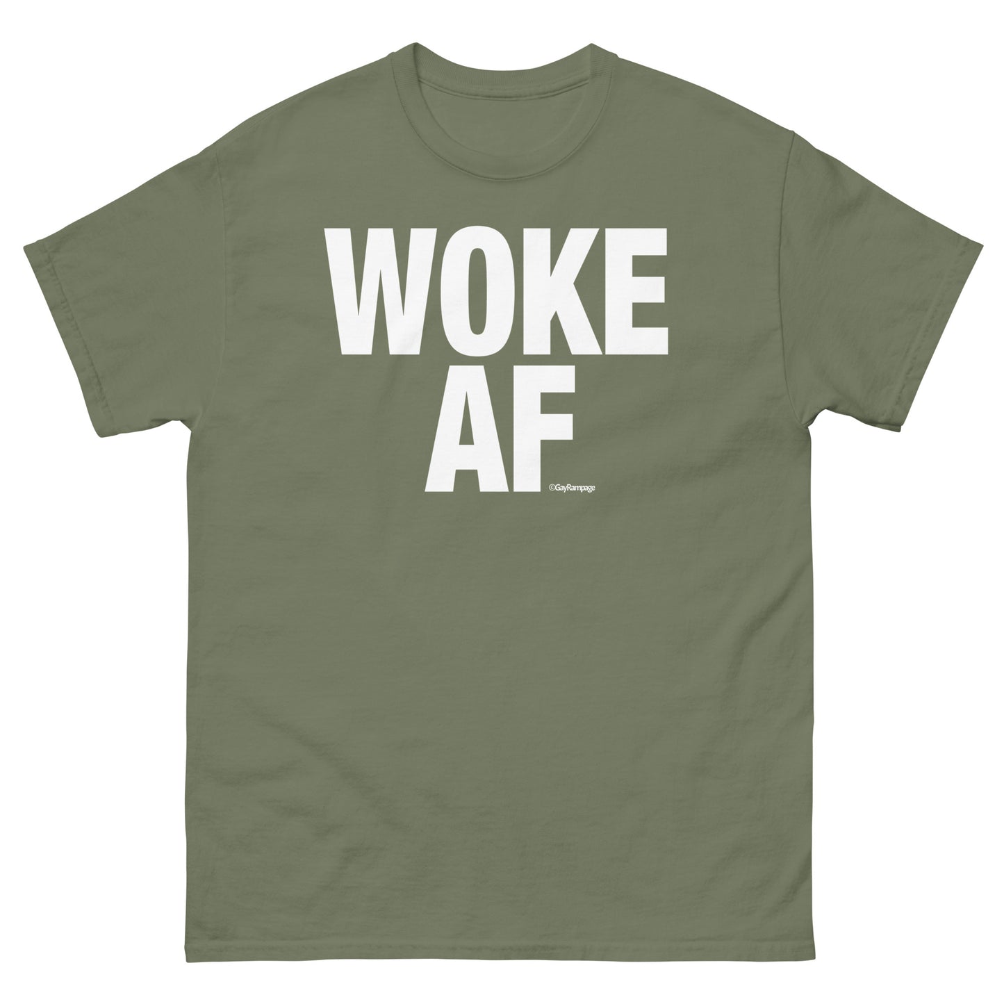 001 Woke AF w/Woke Definition on back (white on dark) Men's classic tee