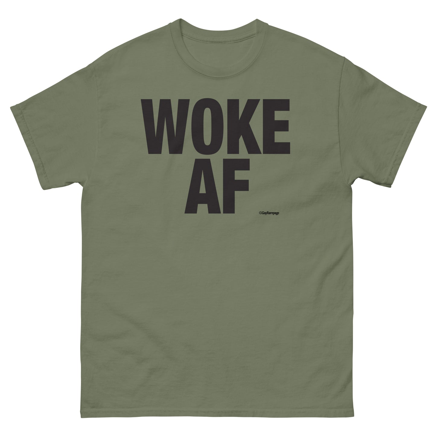 002 Woke AF w/ Woke Definition on back (black on light) Men's classic tee