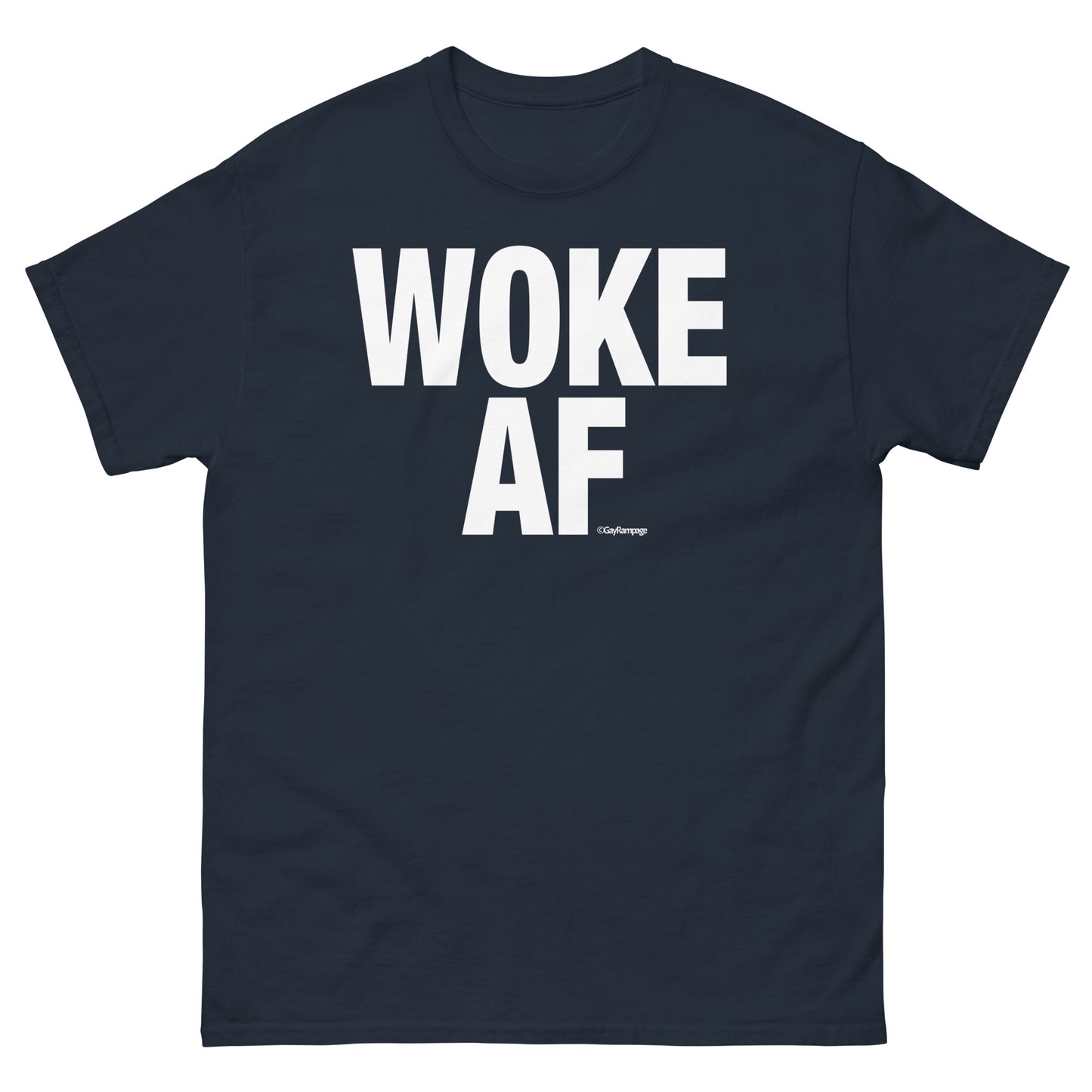 003 Woke as Fuck w/Woke Definition on back (white on dark) Men's classic tee