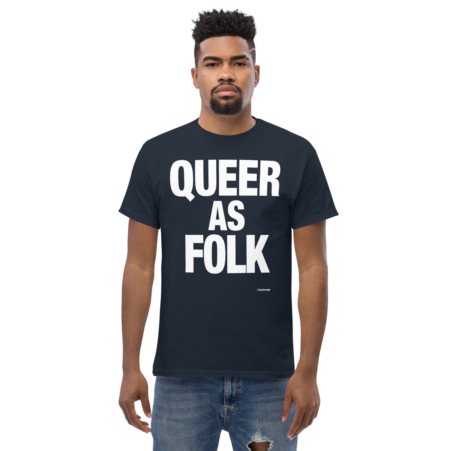 008 Queer as Folk (white on dark) Men's classic tee