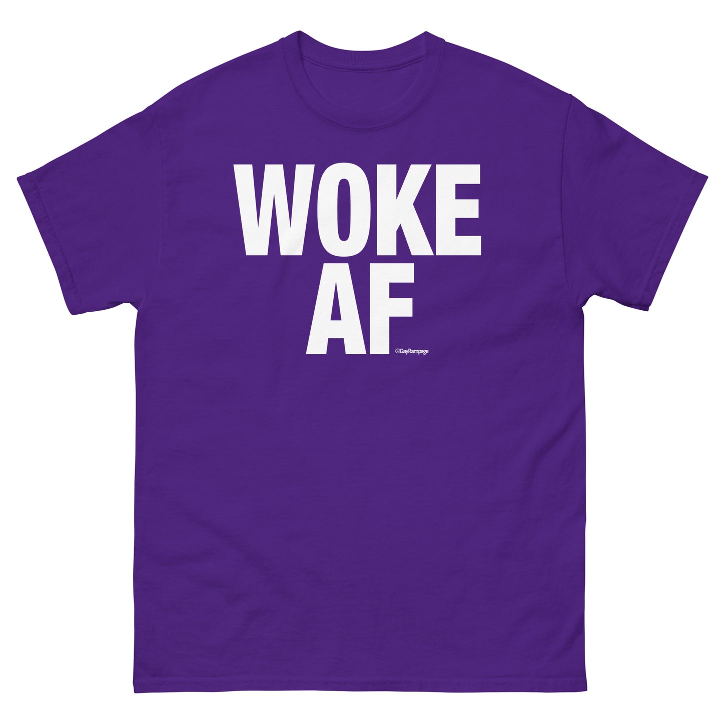 003 Woke as Fuck w/Woke Definition on back (white on dark) Men's classic tee