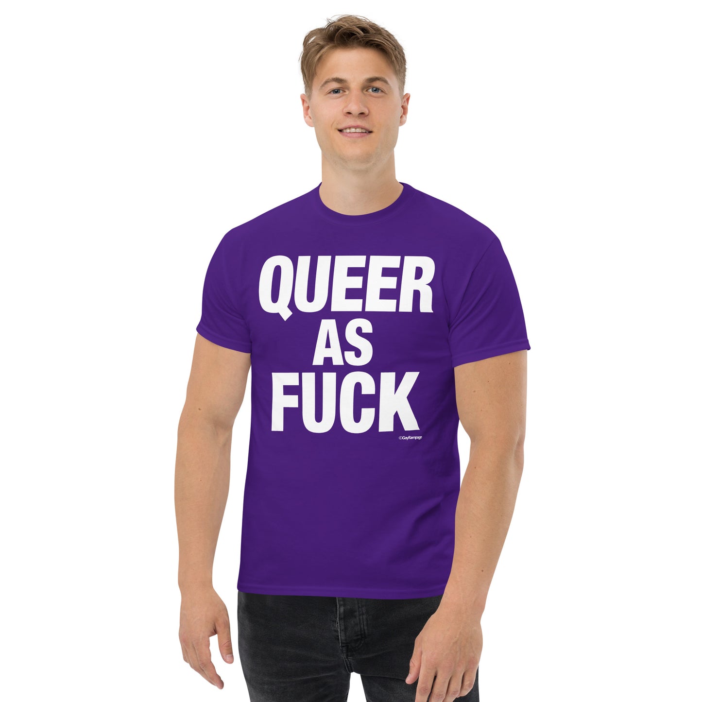 010 Queer as Fuck (white on dark) Men's classic tee