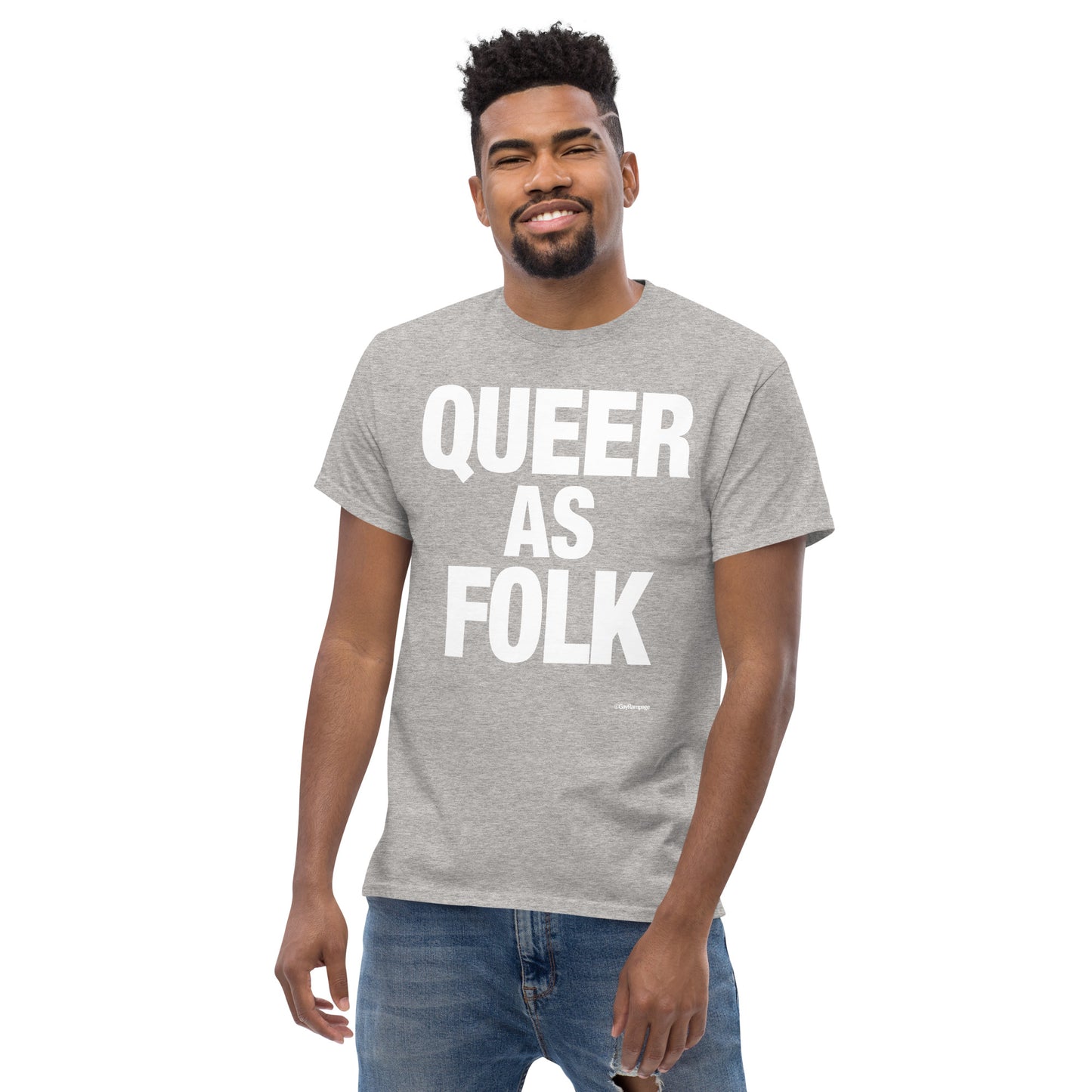 008 Queer as Folk (white on dark) Men's classic tee