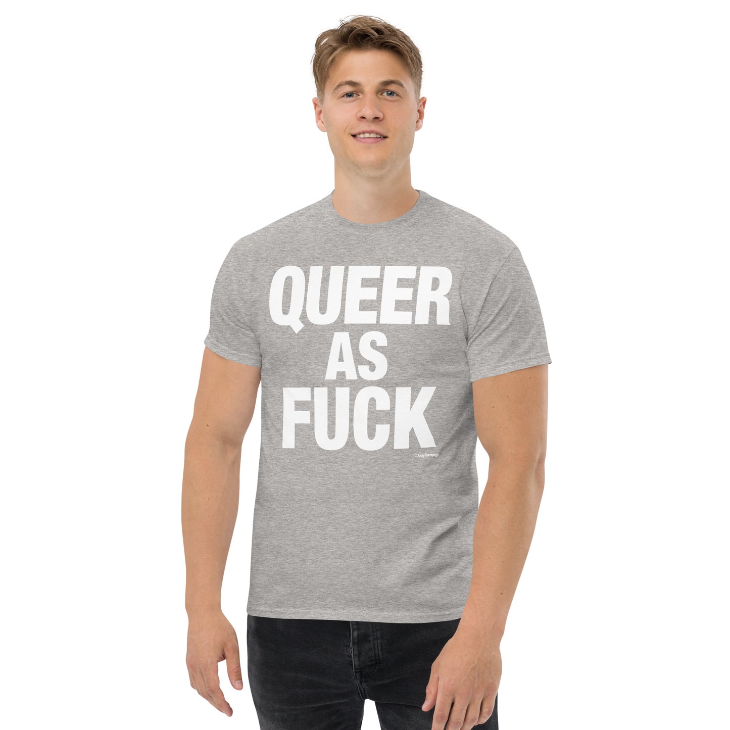 010 Queer as Fuck (white on dark) Men's classic tee