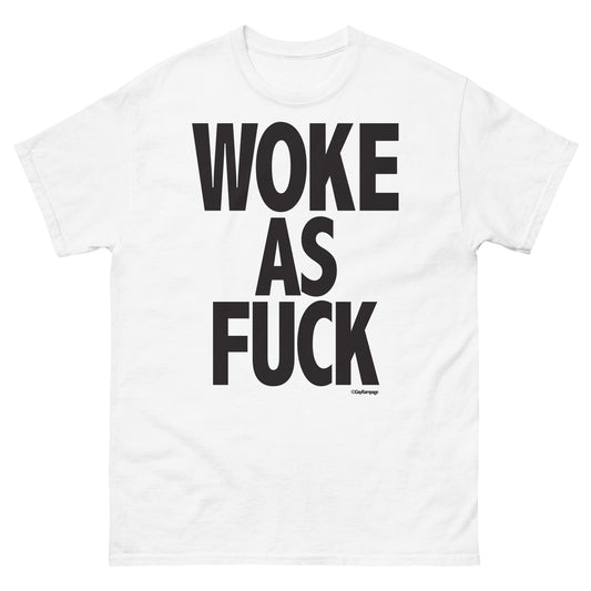 004 Woke as Fuck w/Woke Definition on back (black on light) Men's classic tee