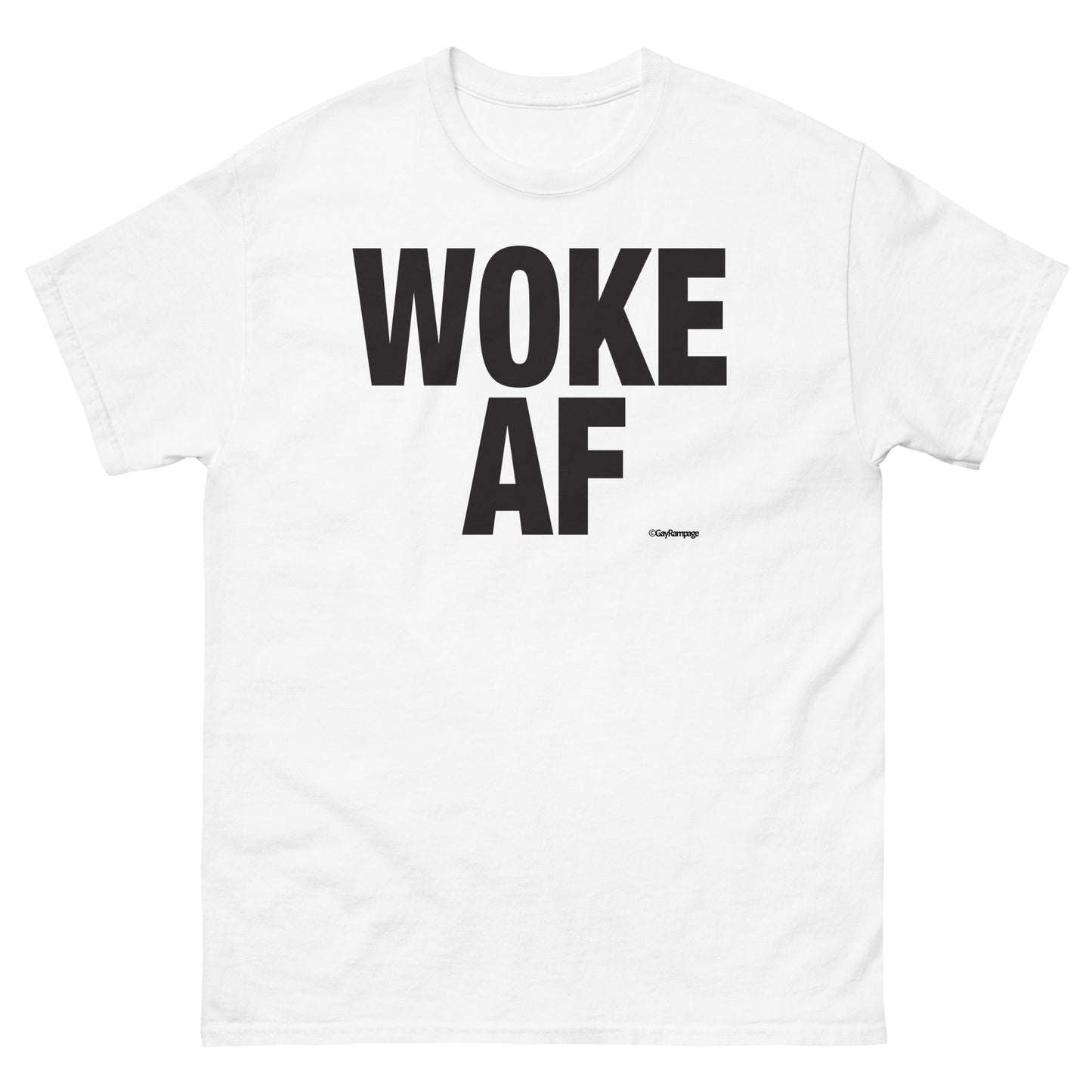 002 Woke AF w/ Woke Definition on back (black on light) Men's classic tee